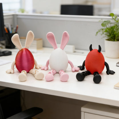 3-Piece Red and black gradient Easter Figurine Set - Identical Poseable Egg-Shaped Toys for Holiday Display V888-ELOSUNG48268