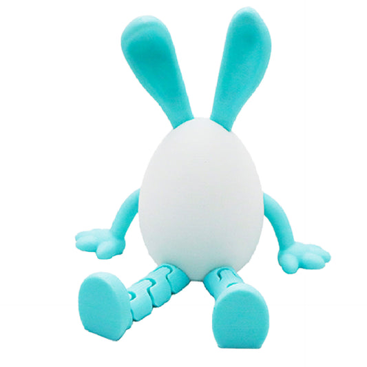 3-Piece Blue rabbit-ear white egg Easter Figurine Set - Identical Poseable Egg-Shaped Toys for Holiday V888-ELOSUNG48269