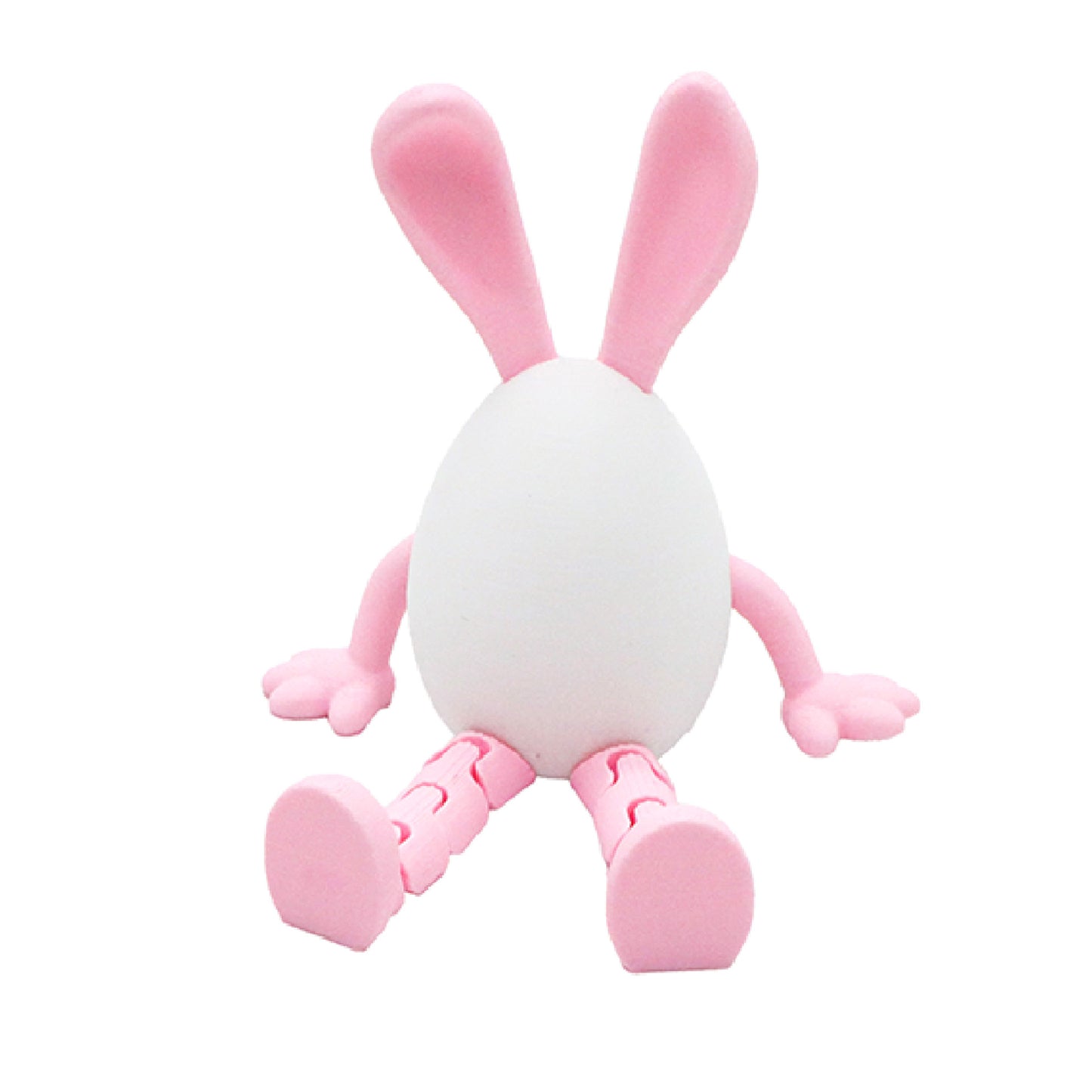 3-Piece Pink rabbit-ear white egg Easter Figurine Set - Identical Poseable Egg-Shaped Toys for Holiday V888-ELOSUNG48270