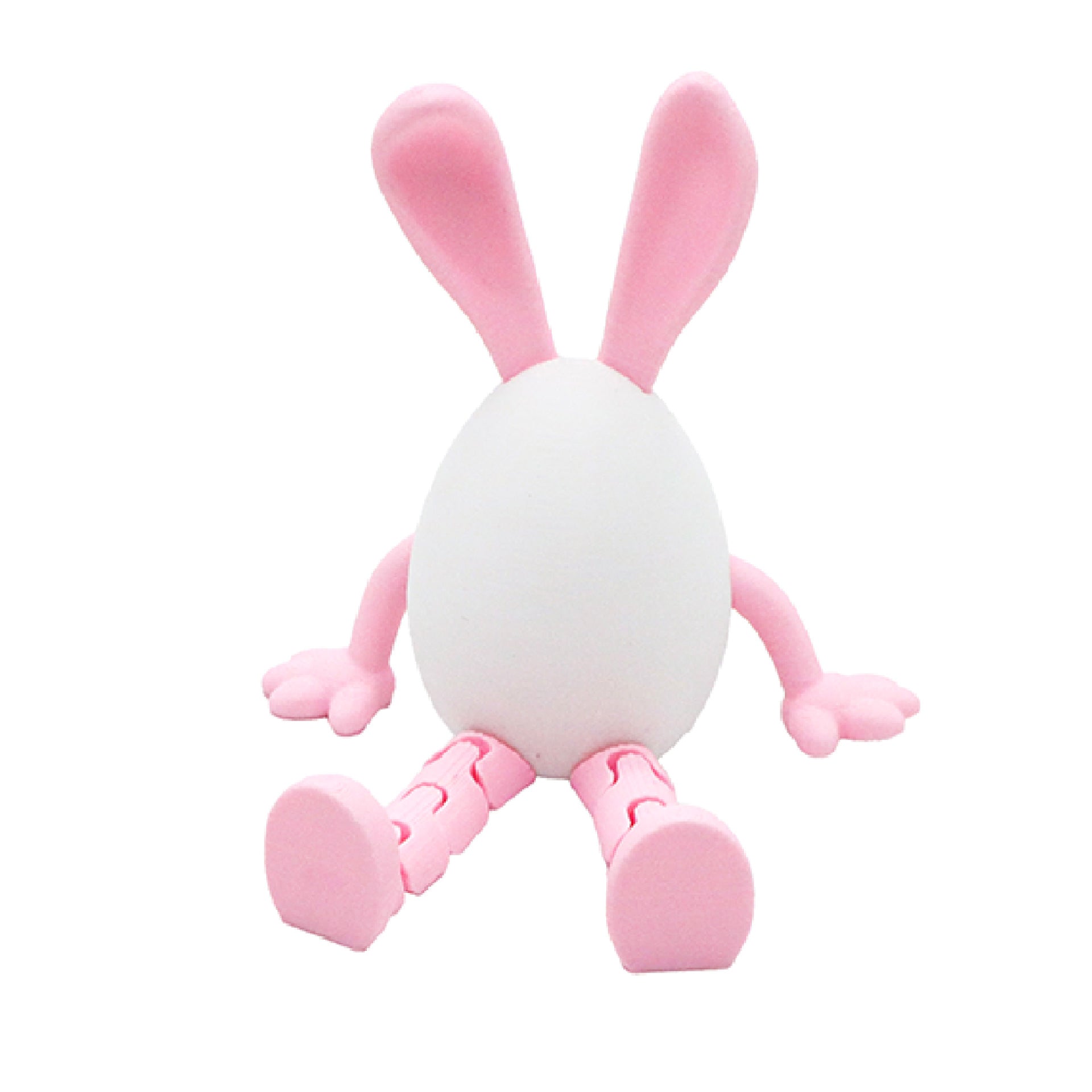 3-Piece Pink rabbit-ear white egg Easter Figurine Set - Identical Poseable Egg-Shaped Toys for Holiday V888-ELOSUNG48270