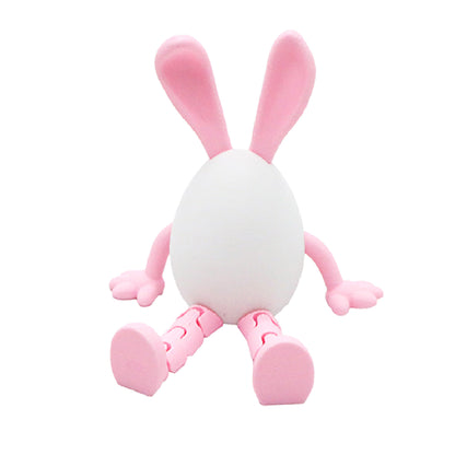 3-Piece Pink rabbit-ear white egg Easter Figurine Set - Identical Poseable Egg-Shaped Toys for Holiday V888-ELOSUNG48270