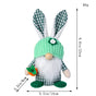 Green Easter Plush Bunny Gnome Figurine - Decorative Doll with Long Hair and Checkered Ears for Home Display V888-ELOSUNG48272