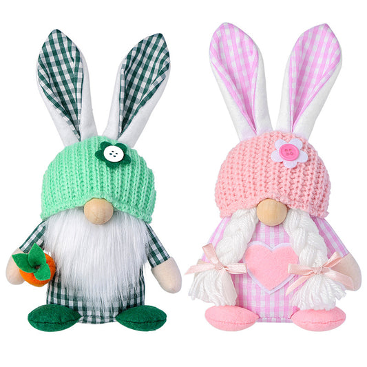 2-Piece Easter Bunny Gnome Set - Matching Decorative Figurines in Complementary Color Schemes for Spring V888-ELOSUNG48273