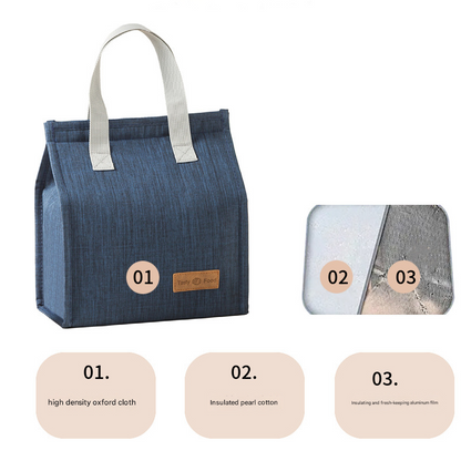 2-Piece navy blue Vertical Lunch Tote Set - Compact Insulated Meal Bag with Large Capacity and Durable Handle V888-ELOSUNG48274