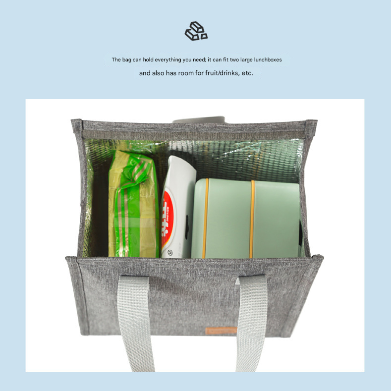 2-Piece navy blue Vertical Lunch Tote Set - Compact Insulated Meal Bag with Large Capacity and Durable Handle V888-ELOSUNG48274