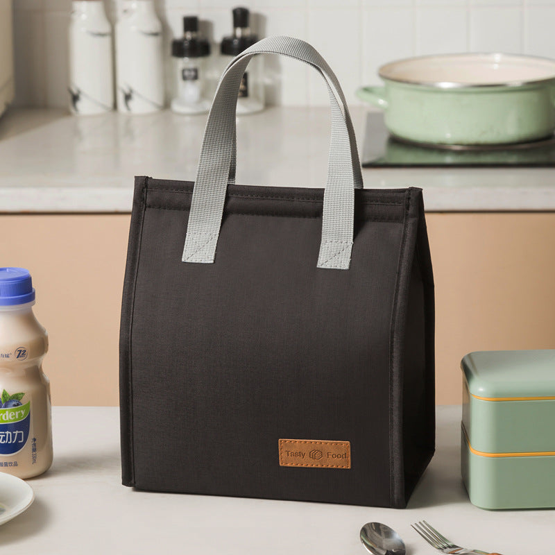 2-Piece Black Vertical Lunch Tote Set - Compact Insulated Meal Bag with Large Capacity and Durable Handle for V888-ELOSUNG48276