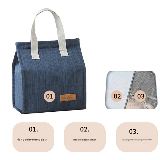 2-Piece Black Vertical Lunch Tote Set - Compact Insulated Meal Bag with Large Capacity and Durable Handle for V888-ELOSUNG48276
