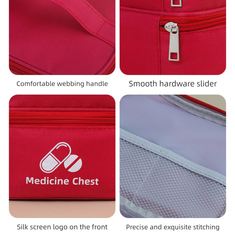 Dark blue Compact Double-Layer Medicine Storage Case - Portable First Aid Organizer for Home, Travel & V888-ELOSUNG48282