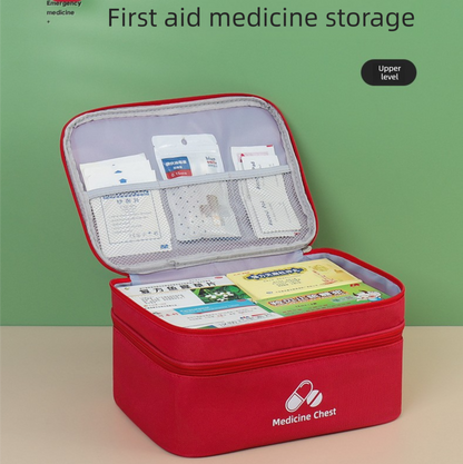 Green Medium Double-Layer Medicine Organizer - Portable First Aid Storage Case with Multiple Compartments for V888-ELOSUNG48285