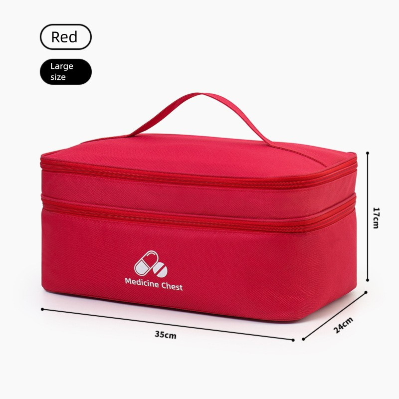 Red Large First Aid Organizer -35x24x17cm Double-Layer Medicine Storage Case for Family & Travel Use V888-ELOSUNG48287