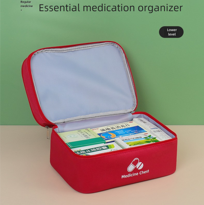 Red Large First Aid Organizer -35x24x17cm Double-Layer Medicine Storage Case for Family & Travel Use V888-ELOSUNG48287