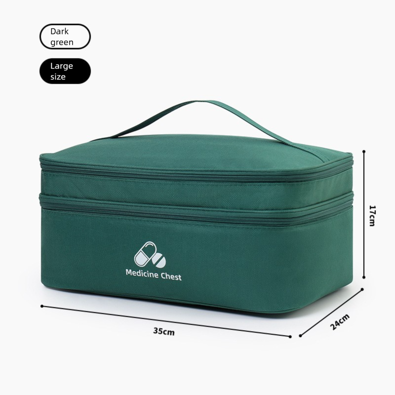 Green Large First Aid Organizer -35x24x17cm Double-Layer Medicine Storage Case for Family & Travel Use V888-ELOSUNG48289
