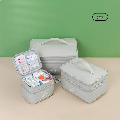 Beige 3-Piece First Aid Organizer Set - Small, Medium & Large Medicine Storage Cases (19/23/35cm) for Home & V888-ELOSUNG48291