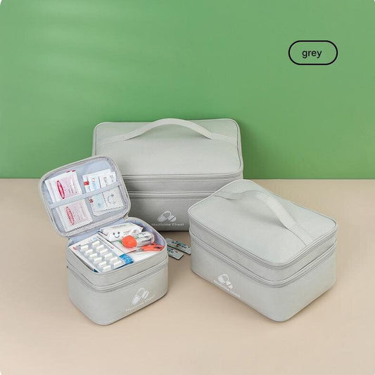 Beige 3-Piece First Aid Organizer Set - Small, Medium & Large Medicine Storage Cases (19/23/35cm) for Home & V888-ELOSUNG48291