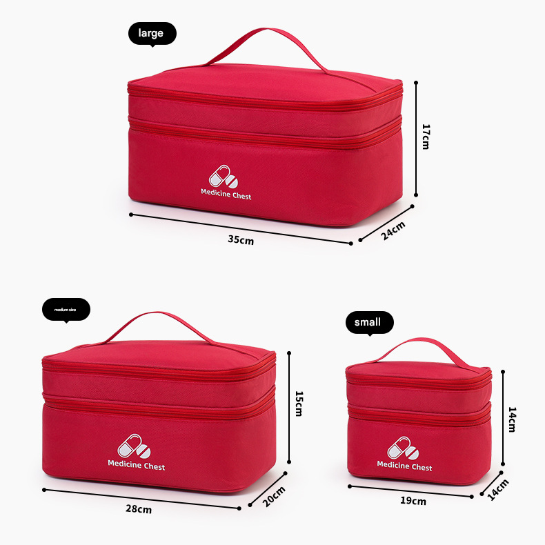 Green 3-Piece First Aid Organizer Set - Small, Medium & Large Medicine Storage Cases (19/23/35cm) for Home & V888-ELOSUNG48294