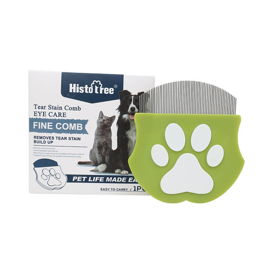Greenish-gray Pet Grooming Comb - Fine-Toothed Flea Remover with Non-Slip Grip for Cats and Dogs V888-ELOSUNG48295