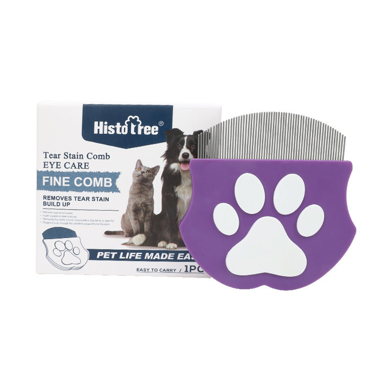Purple Pet Grooming Comb - Fine-Toothed Flea Remover with Non-Slip Grip for Cats and Dogs V888-ELOSUNG48296