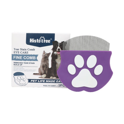 Purple Pet Grooming Comb - Fine-Toothed Flea Remover with Non-Slip Grip for Cats and Dogs V888-ELOSUNG48296