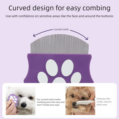 Purple Pet Grooming Comb - Fine-Toothed Flea Remover with Non-Slip Grip for Cats and Dogs V888-ELOSUNG48296