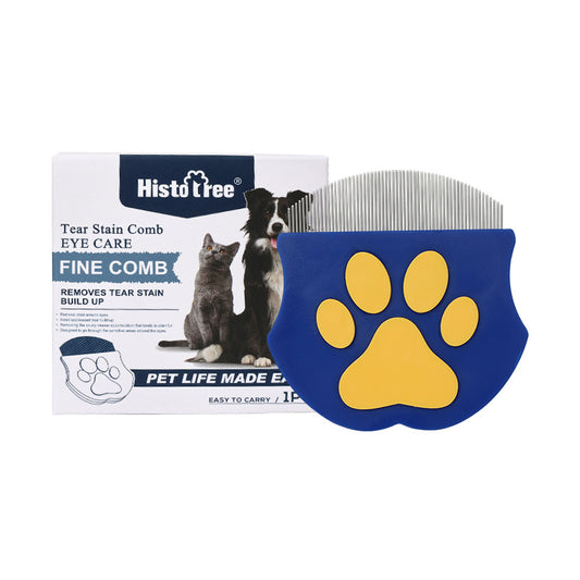 Blue Pet Grooming Comb - Fine-Toothed Flea Remover with Non-Slip Grip for Cats and Dogs V888-ELOSUNG48297