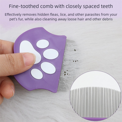 Blue Pet Grooming Comb - Fine-Toothed Flea Remover with Non-Slip Grip for Cats and Dogs V888-ELOSUNG48297