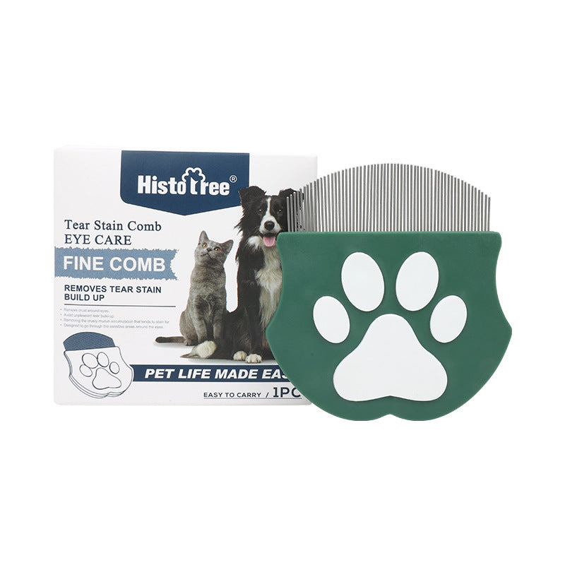 Olive green Pet Grooming Comb - Fine-Toothed Flea Remover with Non-Slip Grip for Cats and Dogs V888-ELOSUNG48298