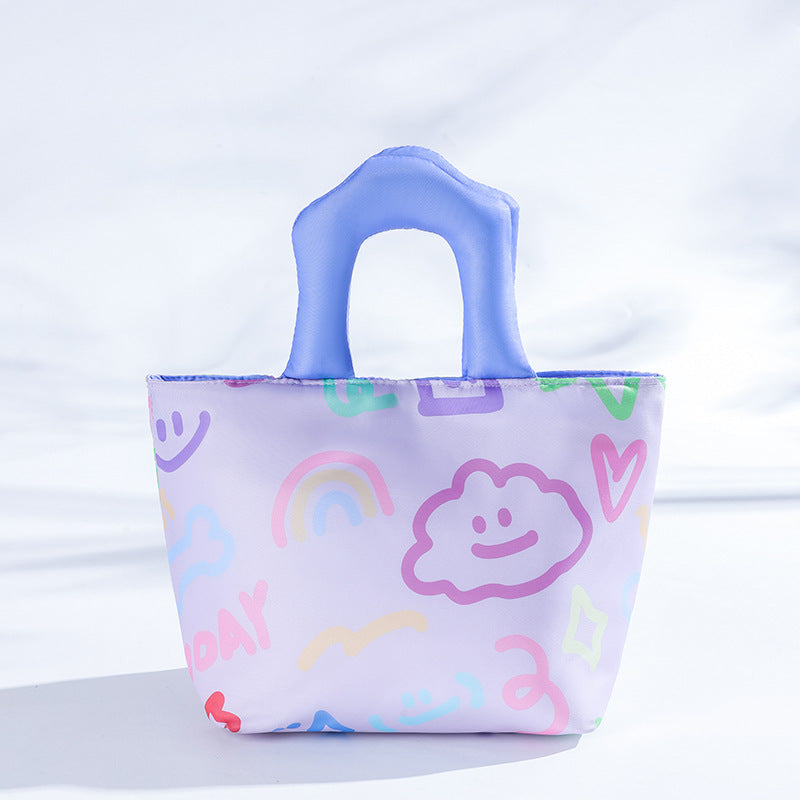 Purple Insulated Lunch Bag - Multi-Color Printed Tote with Padded Handle for Students & Office Workers V888-ELOSUNG48300