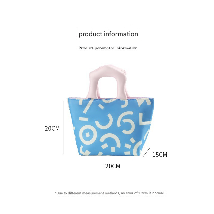 Blue and pink handbag Insulated Lunch Bag - Multi-Color Printed Tote with Padded Handle for Students & Office V888-ELOSUNG48301