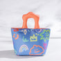 Blue and orange handbag Insulated Lunch Bag - Multi-Color Printed Tote with Padded Handle for Students & V888-ELOSUNG48302