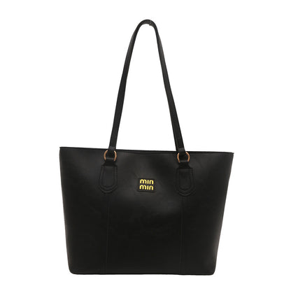 Black Large Capacity Tote Bag - Vintage-Style Shoulder Handbag for Daily Use & Office Commute V888-ELOSUNG48310