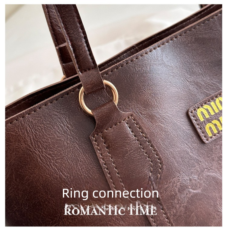 Black Large Capacity Tote Bag - Vintage-Style Shoulder Handbag for Daily Use & Office Commute V888-ELOSUNG48310
