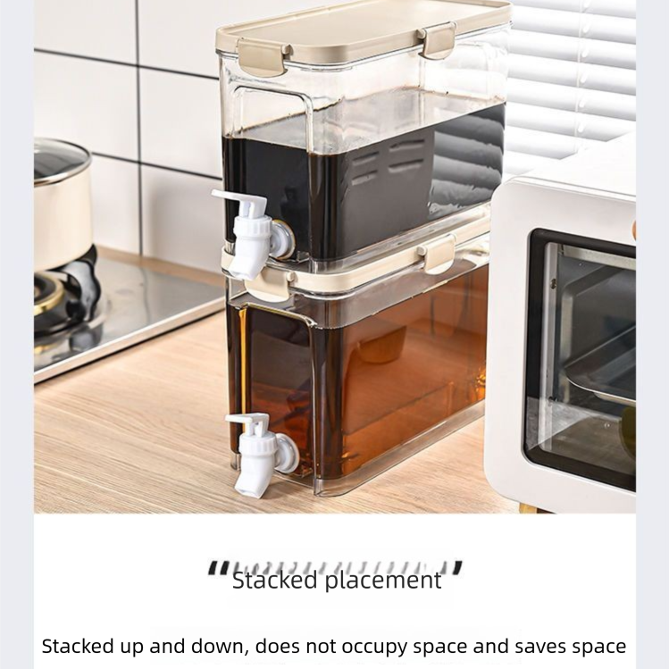 Large Capacity Cold Water Dispenser with Faucet - 22.5x16.5x11.2cm Rectangular Beverage Container for Home Use V888-ELOSUNG48311