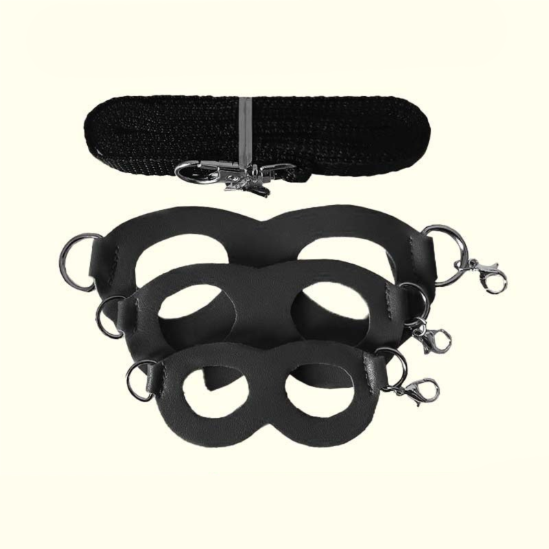 2-Pack Black Small Mammal Harness Set - 6 Pcs (S/M/L x2) + 2x1.5m Leashes for Secure Outdoor Handling V888-ELOSUNG48313