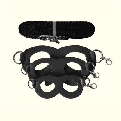 2-Pack Black Small Mammal Harness Set - 6 Pcs (S/M/L x2) + 2x1.5m Leashes for Secure Outdoor Handling V888-ELOSUNG48313