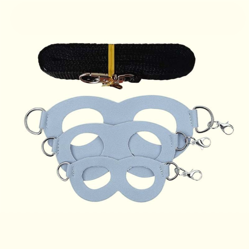 2-Pack Blue Small Mammal Harness Set - 6 Pcs (S/M/L x2) + 2x1.5m Leashes for Secure Outdoor Handling V888-ELOSUNG48314