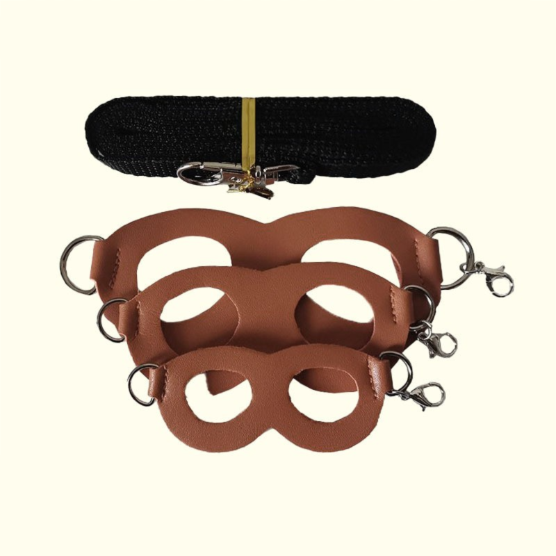 2-Pack dark brown Small Mammal Harness Set - 6 Pcs (S/M/L x2) + 2x1.5m Leashes for Secure Outdoor Handling V888-ELOSUNG48315