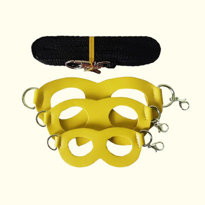 2-Pack yellow Small Mammal Harness Set - 6 Pcs (S/M/L x2) + 2x1.5m Leashes for Secure Outdoor Handling V888-ELOSUNG48317