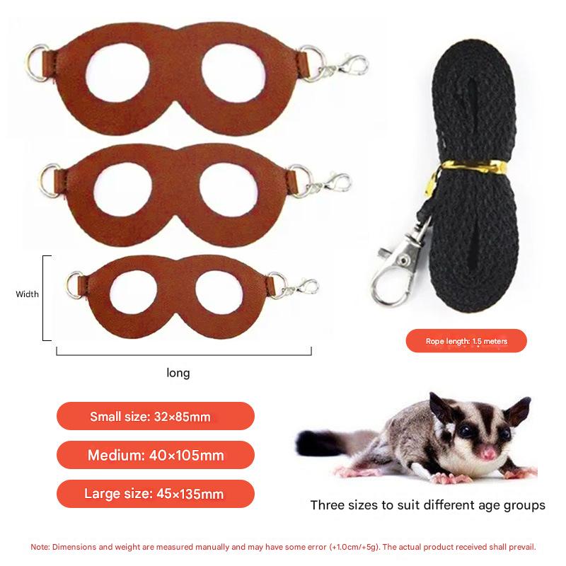 2-Pack yellow Small Mammal Harness Set - 6 Pcs (S/M/L x2) + 2x1.5m Leashes for Secure Outdoor Handling V888-ELOSUNG48317