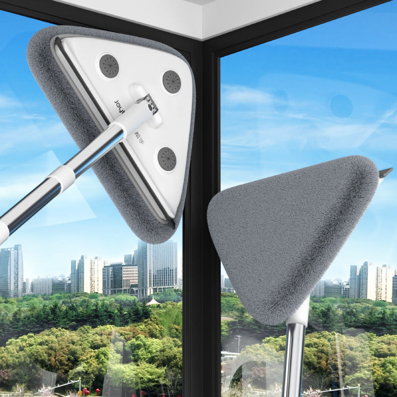 5-Pack Window Cleaning Tool - Extendable Rod + 25cm Triangular Head + 2 Cleaning Cloths for Ceiling, Glass & V888-ELOSUNG48319