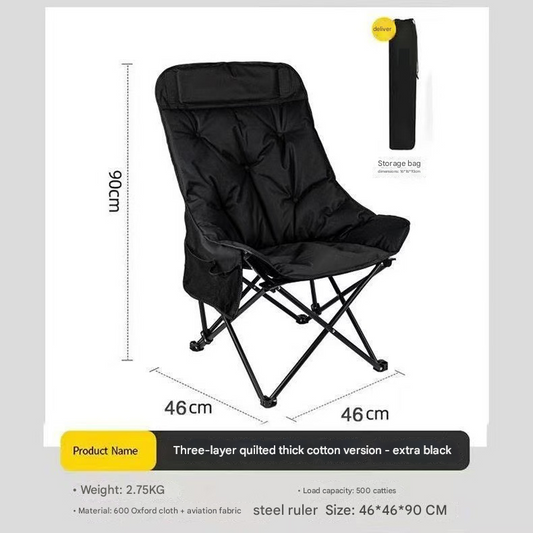 Black Fixed High-Back Folding Chair - 46cm Wide Seat, 90cm Height, 250kg Load Capacity with Carry Bag V888-ELOSUNG48321