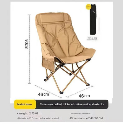 Khaki Fixed High-Back Folding Chair - 46cm Wide Seat, 90cm Height, 250kg Load Capacity with Carry Bag V888-ELOSUNG48323