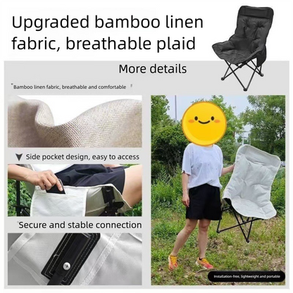 Khaki Fixed High-Back Folding Chair - 46cm Wide Seat, 90cm Height, 250kg Load Capacity with Carry Bag V888-ELOSUNG48323