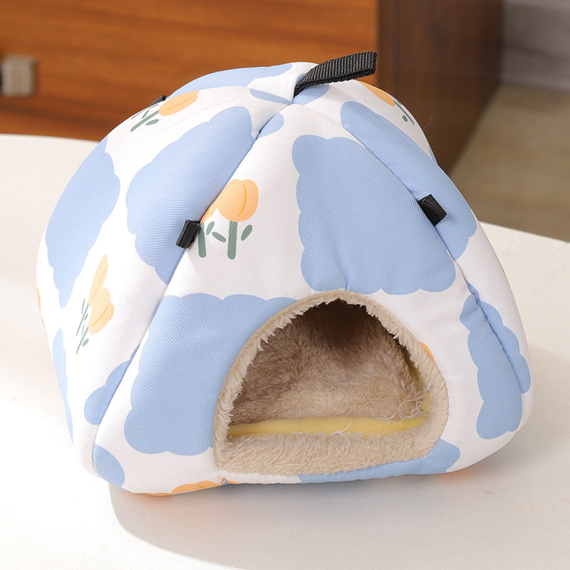 Blue and white tulips Soft Shelter for Small Mammals - Hanging & Floor Use, Waterproof Surface, Easy V888-ELOSUNG48326
