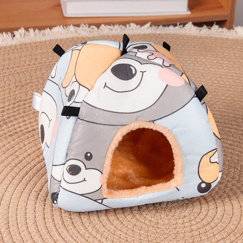 Cartoon bear Soft Shelter for Small Mammals - Hanging & Floor Use, Waterproof Surface, Easy Clean(Size: S) V888-ELOSUNG48327