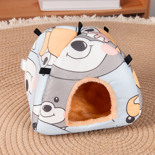 Cartoon bear Soft Shelter for Small Mammals - Hanging & Floor Use, Waterproof Surface, Easy Clean(Size: M) V888-ELOSUNG48333