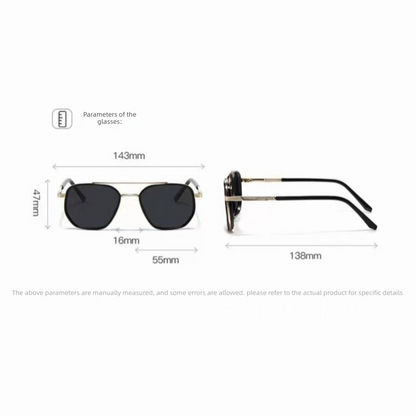 Matte black Rectangular Sunglasses - Classic Frame Design with Adjustable Nose Pads for Daily Wear V888-ELOSUNG48343