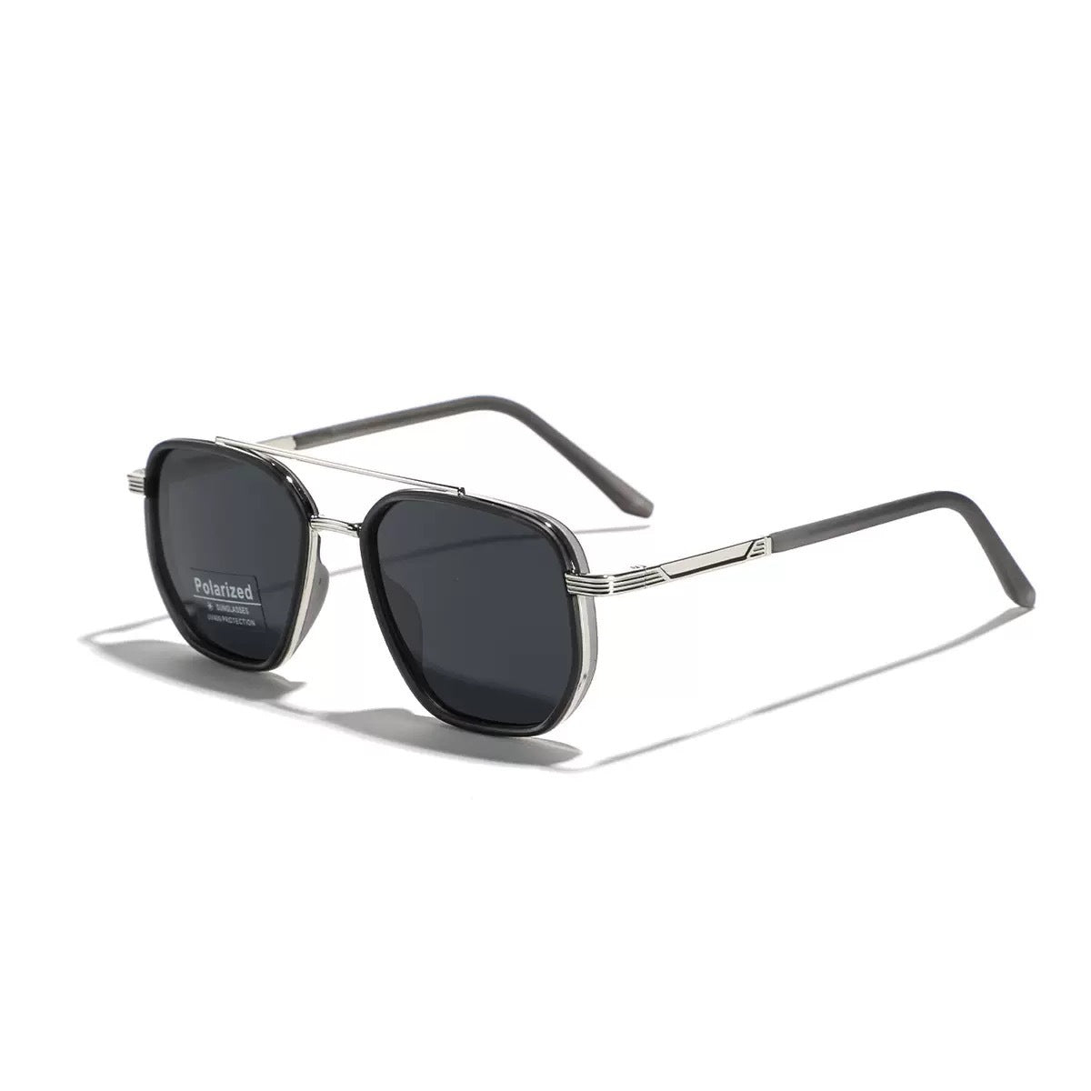 Transparent grey sheet Rectangular Sunglasses - Classic Frame Design with Adjustable Nose Pads for Daily Wear V888-ELOSUNG48346