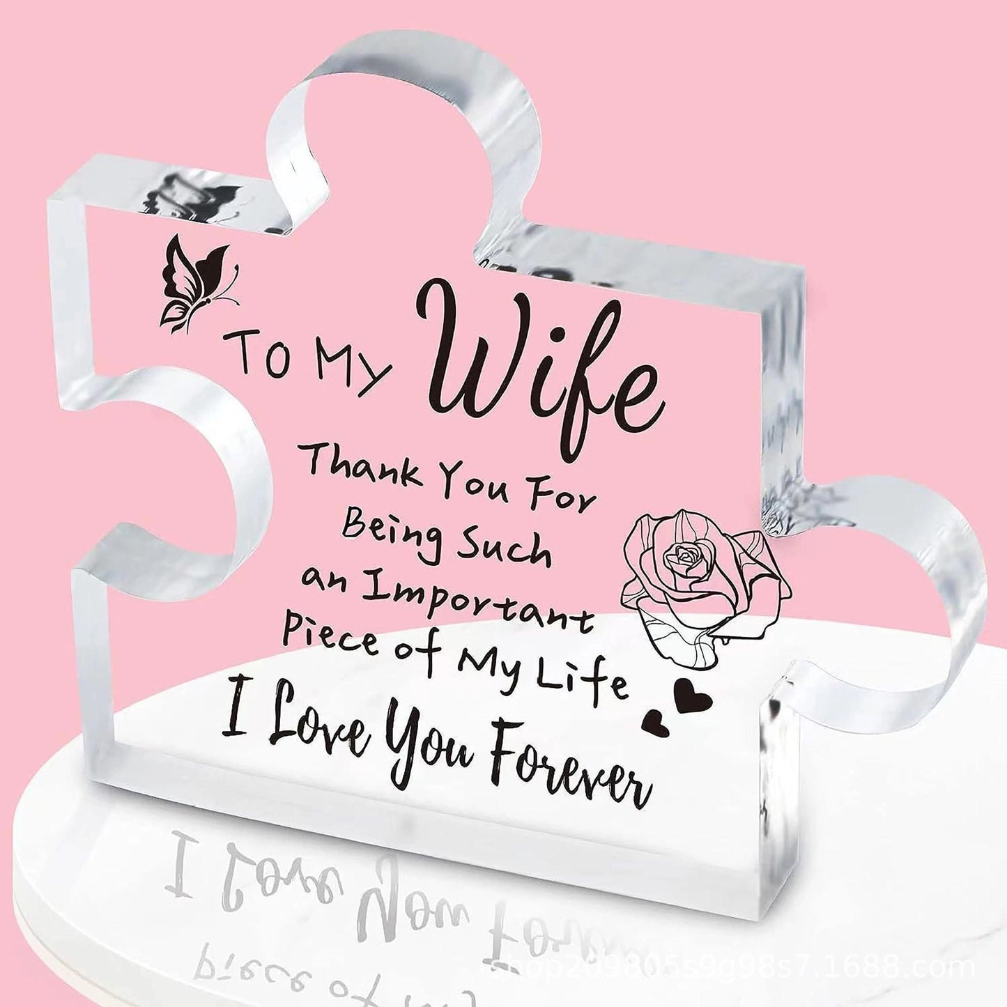 Interlocking Puzzle-Shaped Desktop Decor - 10.5cm Square Display Piece for Home or Gifting(Wife) V888-ELOSUNG48358