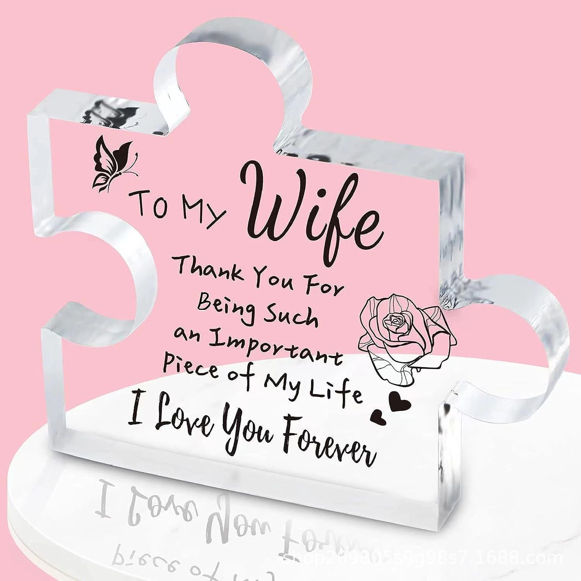 Interlocking Puzzle-Shaped Desktop Decor - 10.5cm Square Display Piece for Home or Gifting(Wife) V888-ELOSUNG48358