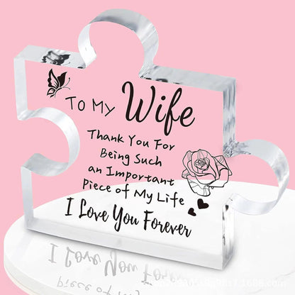 Interlocking Puzzle-Shaped Desktop Decor - 10.5cm Square Display Piece for Home or Gifting(Wife) V888-ELOSUNG48358